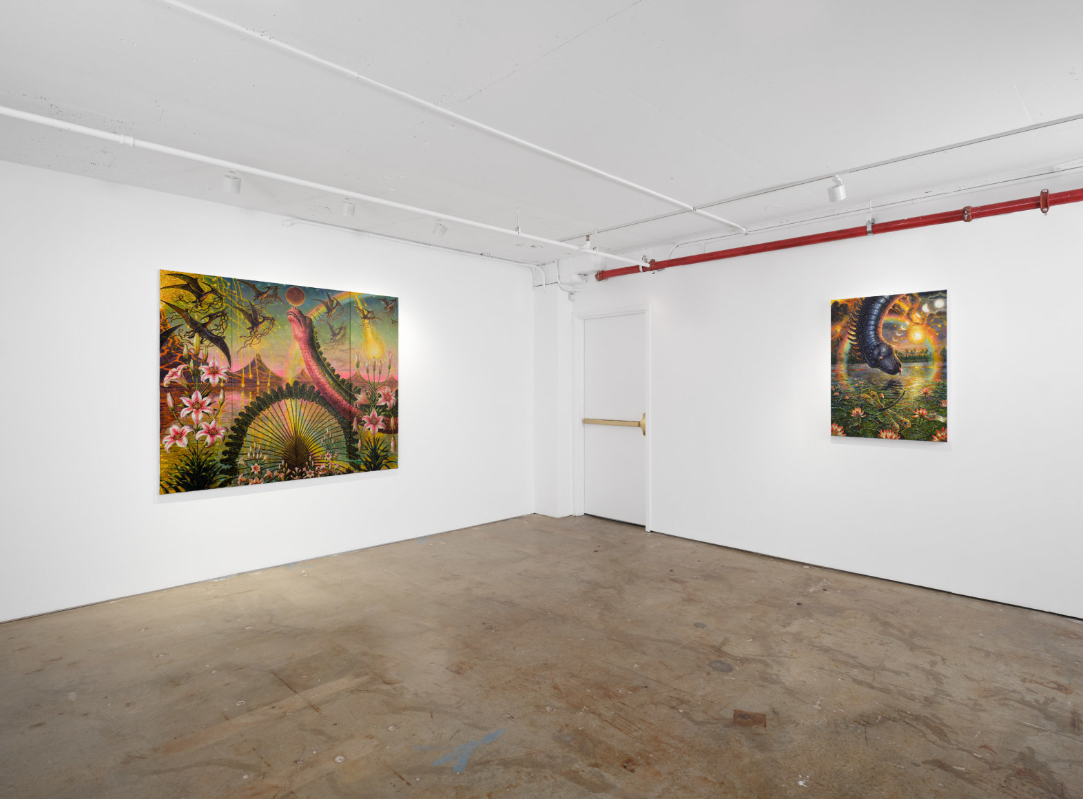 Installation view, Thomas Woodruff: The Dinosaur Variations , Vito Schnabel Gallery, New York, NY, 2024; Artworks &copy; Thomas Woodruff; Photo by Argenis Apolinario; Courtesy the artist and Vito Schnabel Gallery