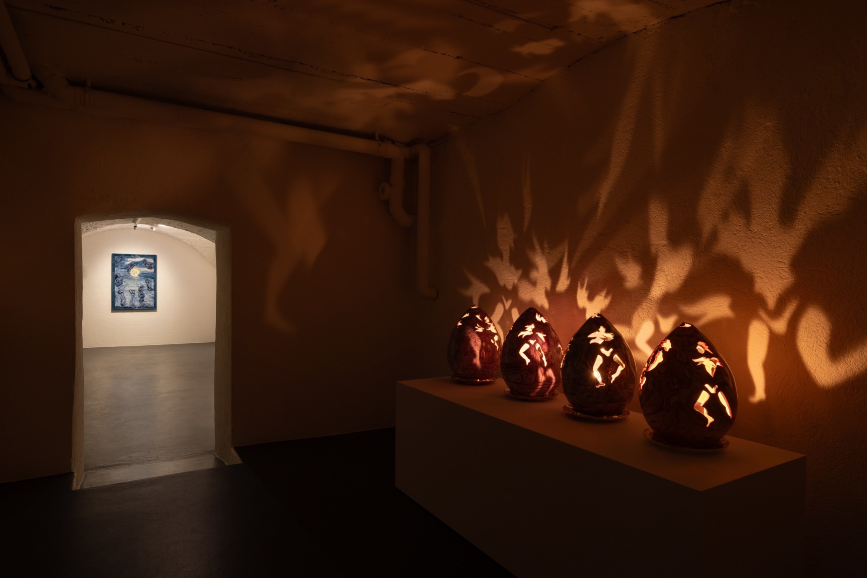 Installation view of Lola Montes and David McDermott: The Great Mountain Paintings 1988 & Landscapes from the Underworld, Vito Schnabel Gallery, St. Moritz, July 27, 2024 – September 15, 2024; Artworks © The artists; Photo by Andrea Rossetti; Courtesy the artists and Vito Schnabel Gallery