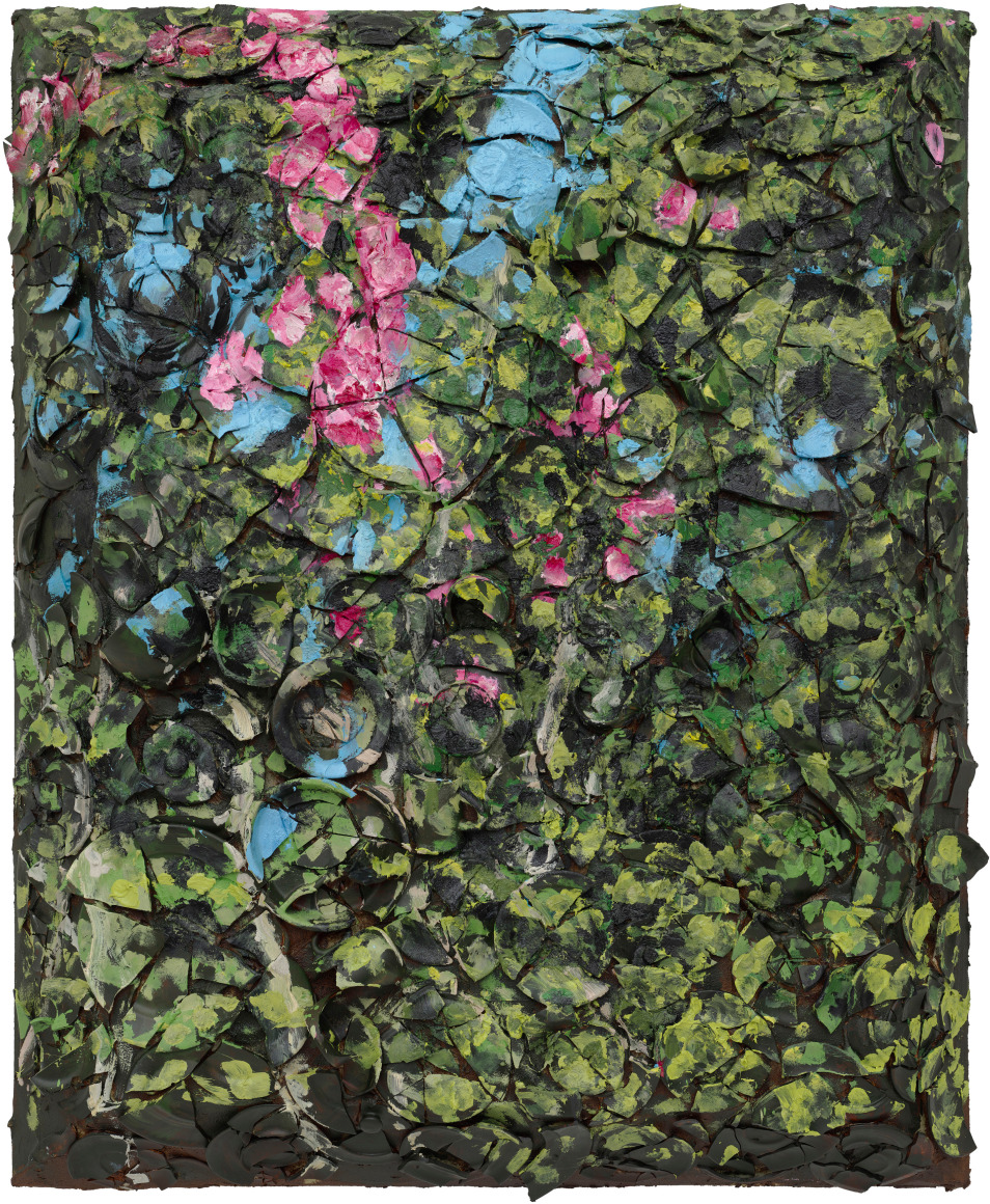 A painting of flowers by Julian Schnabel
