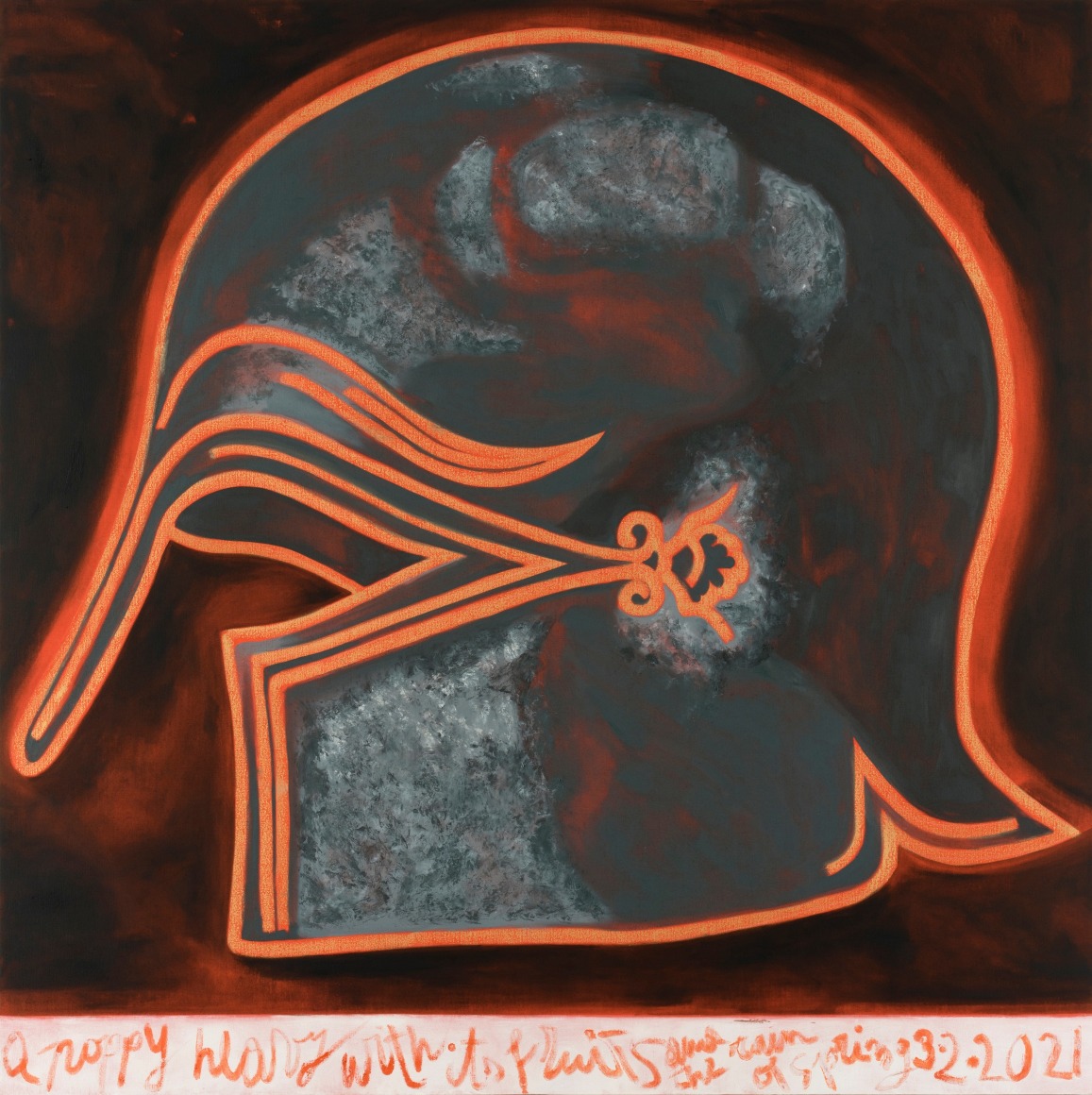 Francesco Clemente, A Poppy Heavy With Its Fruits and The Rain of Spring 3.2.2021, 2021