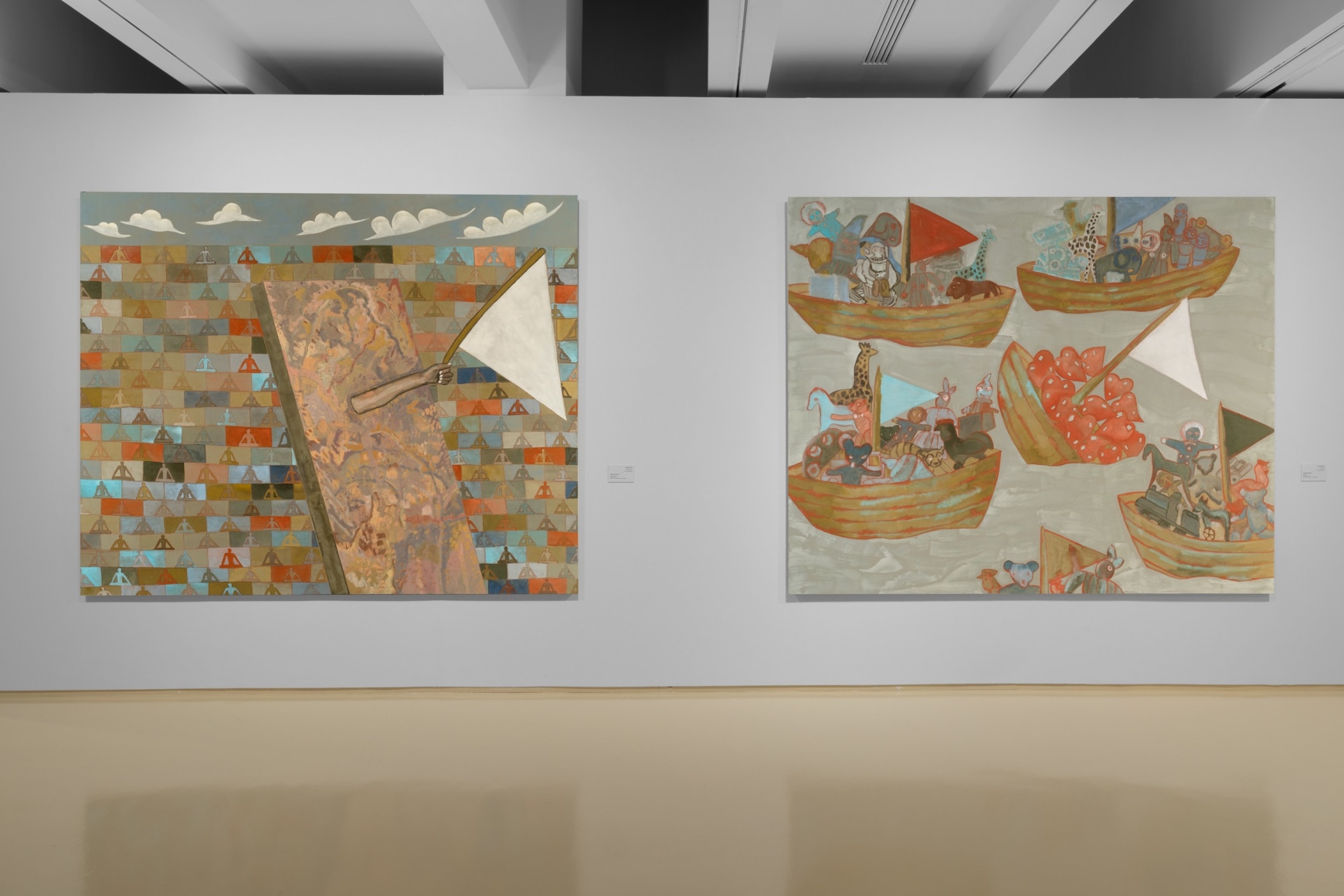 Installation view, Travel Diaries: Francesco Clemente, Brice Marden, Helen Marden, and Julian Schnabel, Curated by Vito Schnabel, Mohammed VI Museum of Modern and Contemporary Art, Rabat, Morocco, 2024; Artworks &copy; Francesco Clemente; Images &copy; National Foundation of Museums of Morocco, Mohammed VI Museum of Modern and Contemporary Art, Rabat