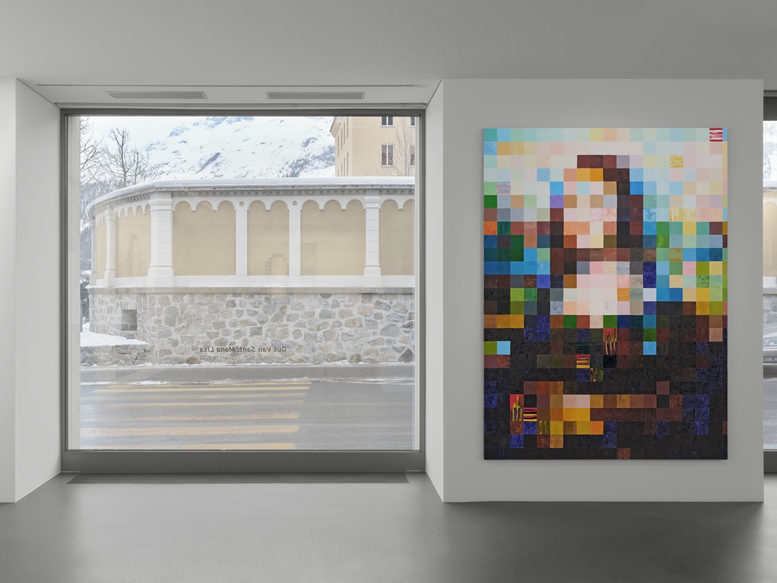 Installation view, Gus Van Sant: Mona Lisa, Vito Schnabel Gallery, St. Moritz, Switzerland, 2021-2022; Artworks © Gus Van Sant; Photo by Stefan Altenburger; Courtesy the artist and Vito Schnabel Gallery