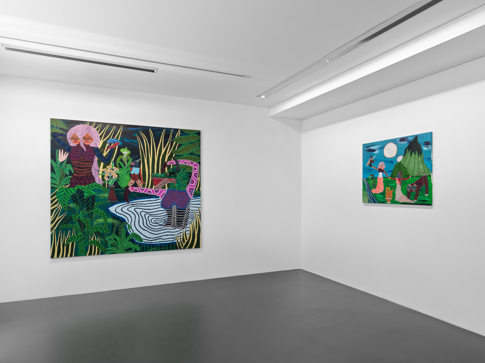 Installation view of Jordy Kerwick: So Many Sheep, So Few Wolves, Vito Schnabel Gallery, St. Moritz, July 18 – September 3, 2023; Artworks © Jordy Kerwick; Photo by Stefan Altenburger; Courtesy the artist and Vito Schnabel Gallery