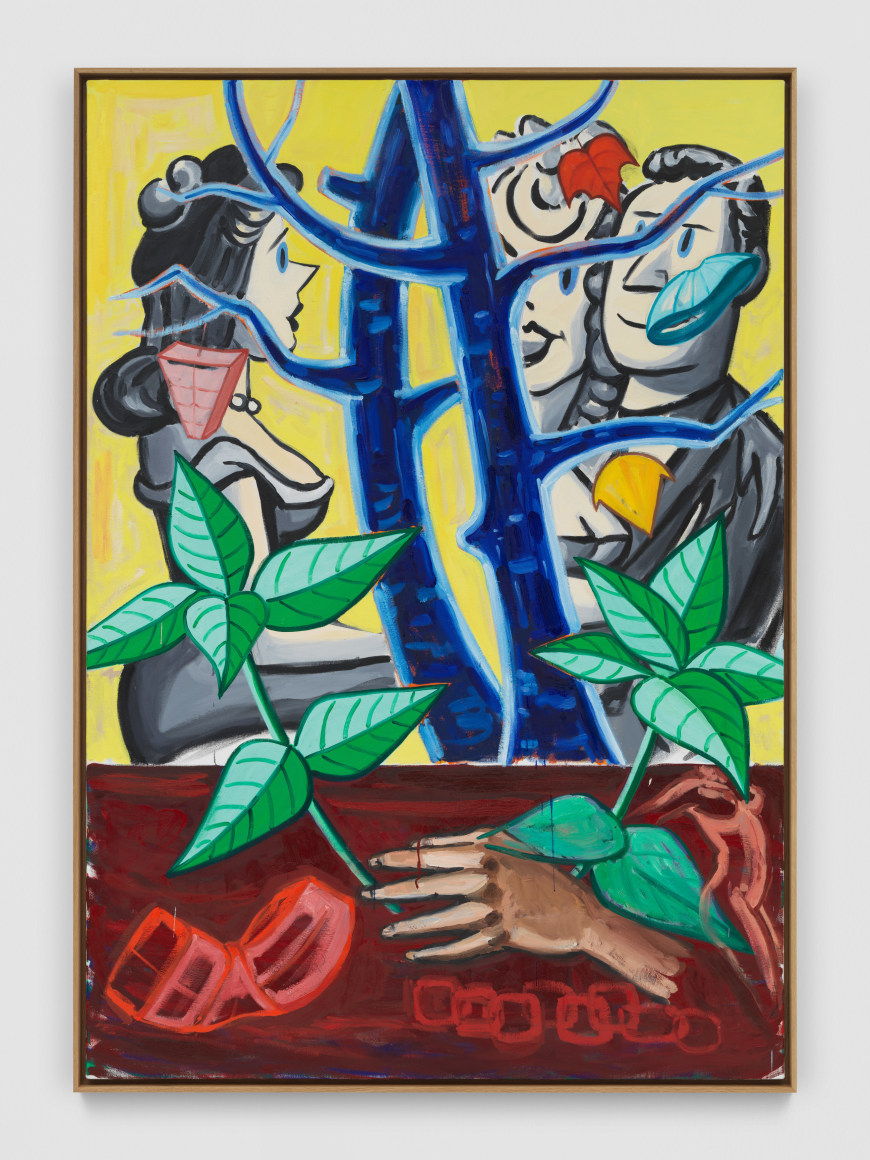 David Salle, East Wind, 2022, Oil and acrylic on linen, 70 x 50 inches (177.8 x 127 cm); © David Salle / ARS, New York 2022; Photo by Stefan Altenburger; Courtesy the artist and Vito Schnabel Gallery