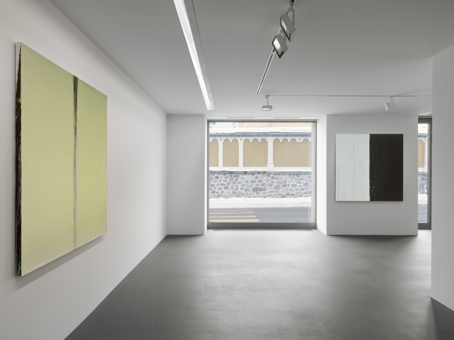 Installation view: Pat Steir, Paintings, Vito Schnabel Gallery, St. Moritz, 2019