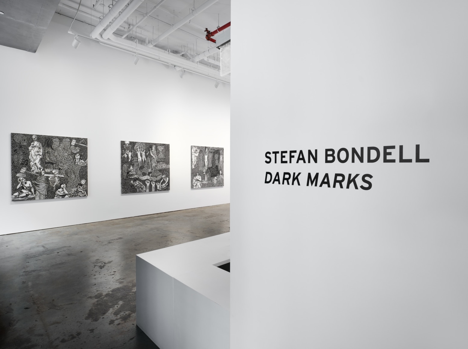 Installation view, Stefan Bondell: Dark Marks, 2023; Artworks © Stefan Bondell; Photo by Argenis Apolinario; Courtesy the artist and Vito Schnabel Gallery