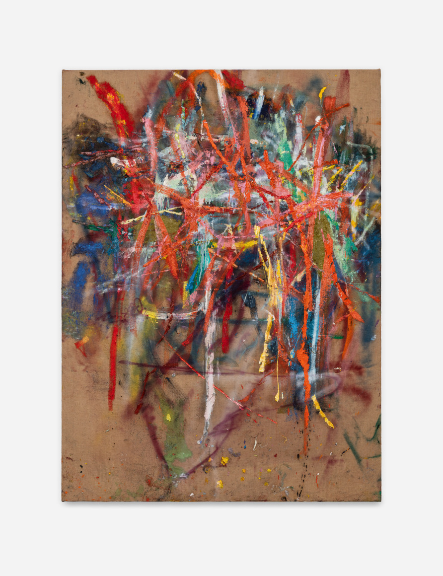 An abstract painting on jute by Spencer Lewis