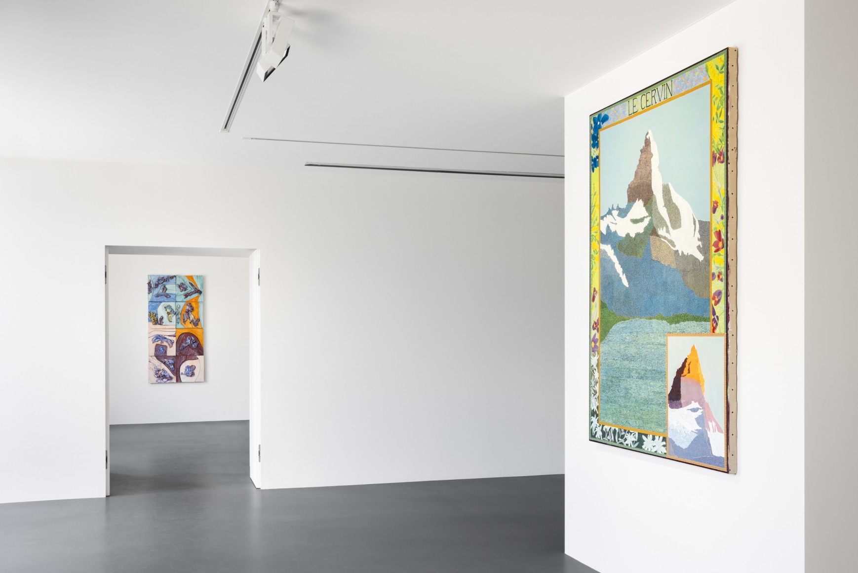 Installation view of Lola Montes and David McDermott: The Great Mountain Paintings 1988 & Landscapes from the Underworld, Vito Schnabel Gallery, St. Moritz, July 27, 2024 – September 15, 2024; Artworks © The artists; Photo by Andrea Rossetti; Courtesy the artists and Vito Schnabel Gallery
