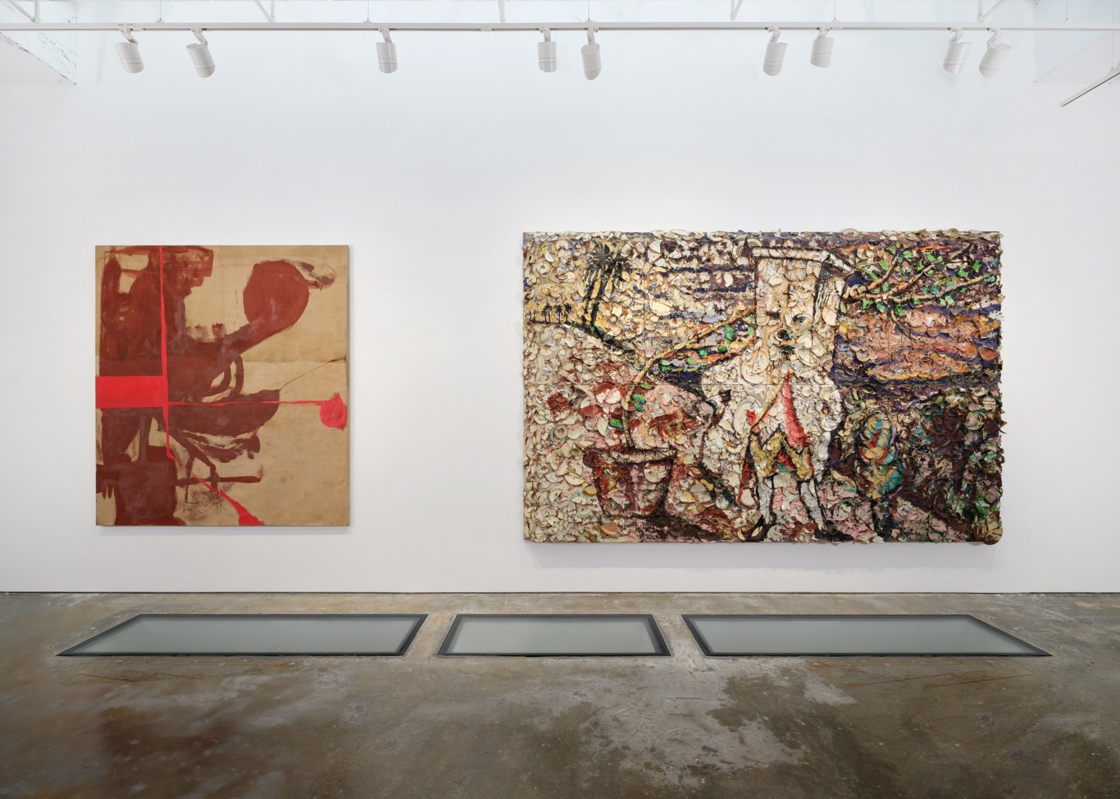 Installation view, Julian Schnabel: Paintings from 1978-1987, gallery interior