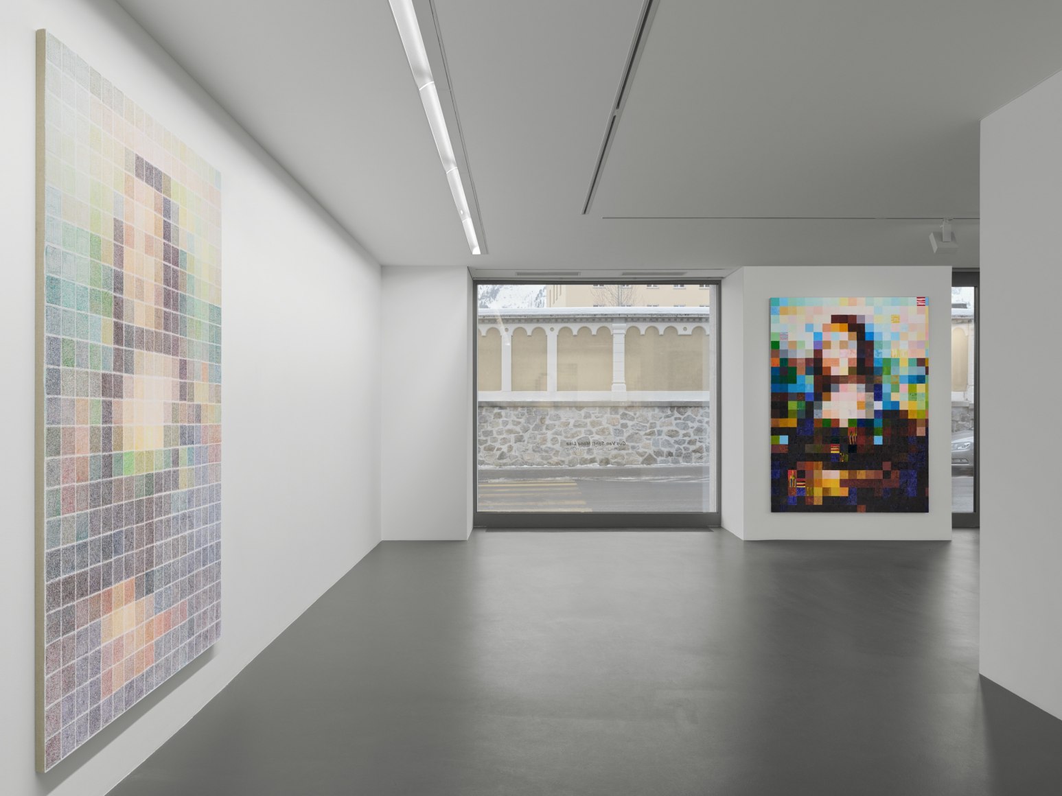 Installation view, Gus Van Sant: Mona Lisa, Vito Schnabel Gallery, St. Moritz, Switzerland, 2021-2022; Artworks © Gus Van Sant; Photo by Stefan Altenburger; Courtesy the artist and Vito Schnabel Gallery