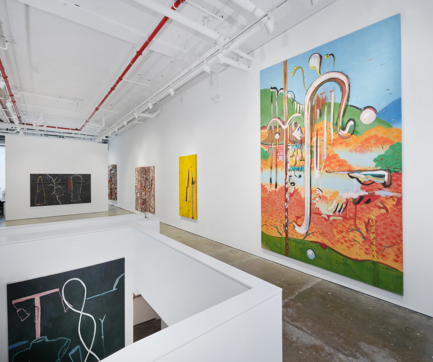 Installation view, Julian Schnabel: Paintings from 1978-1987, gallery interior