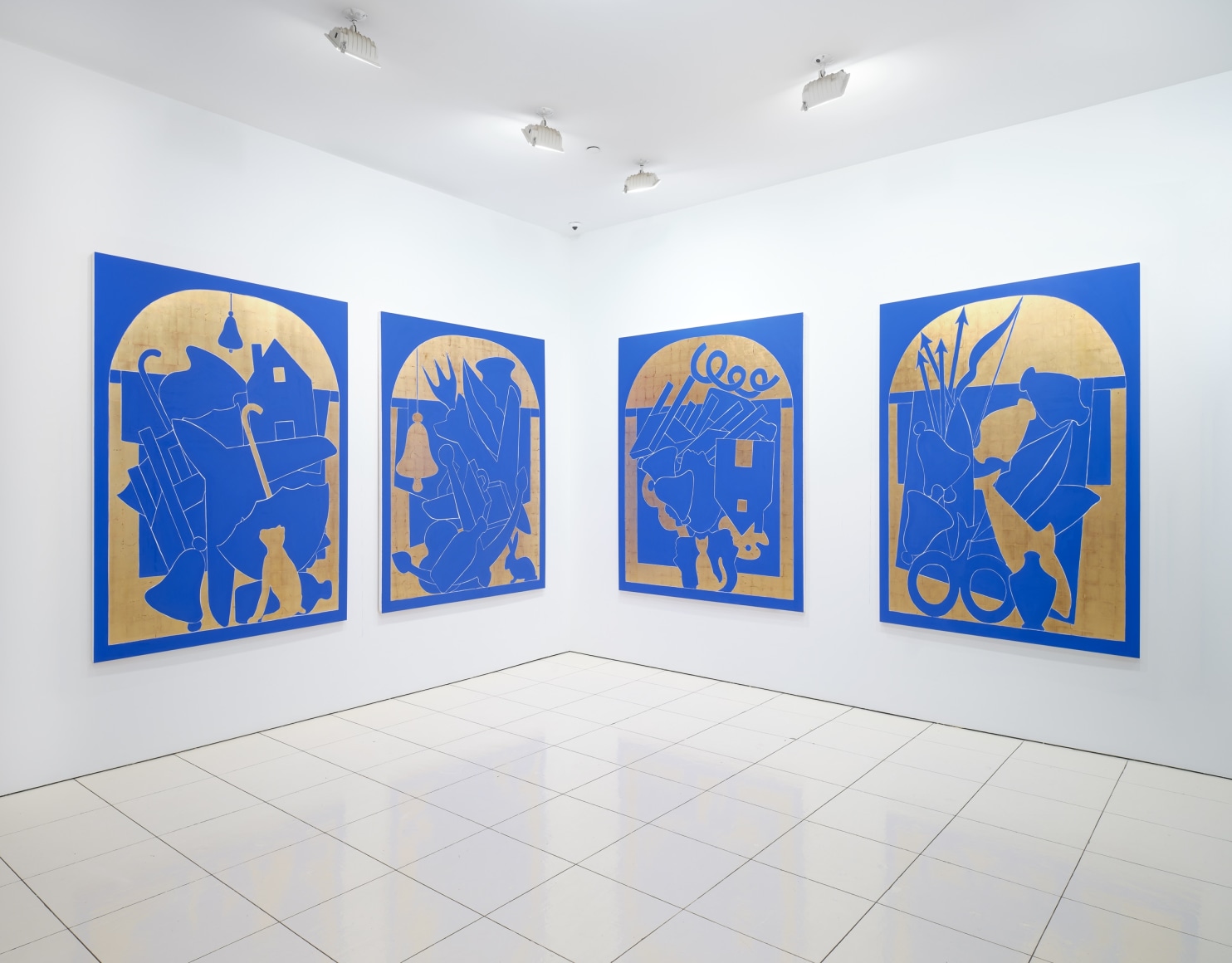 blue and gold paintings
