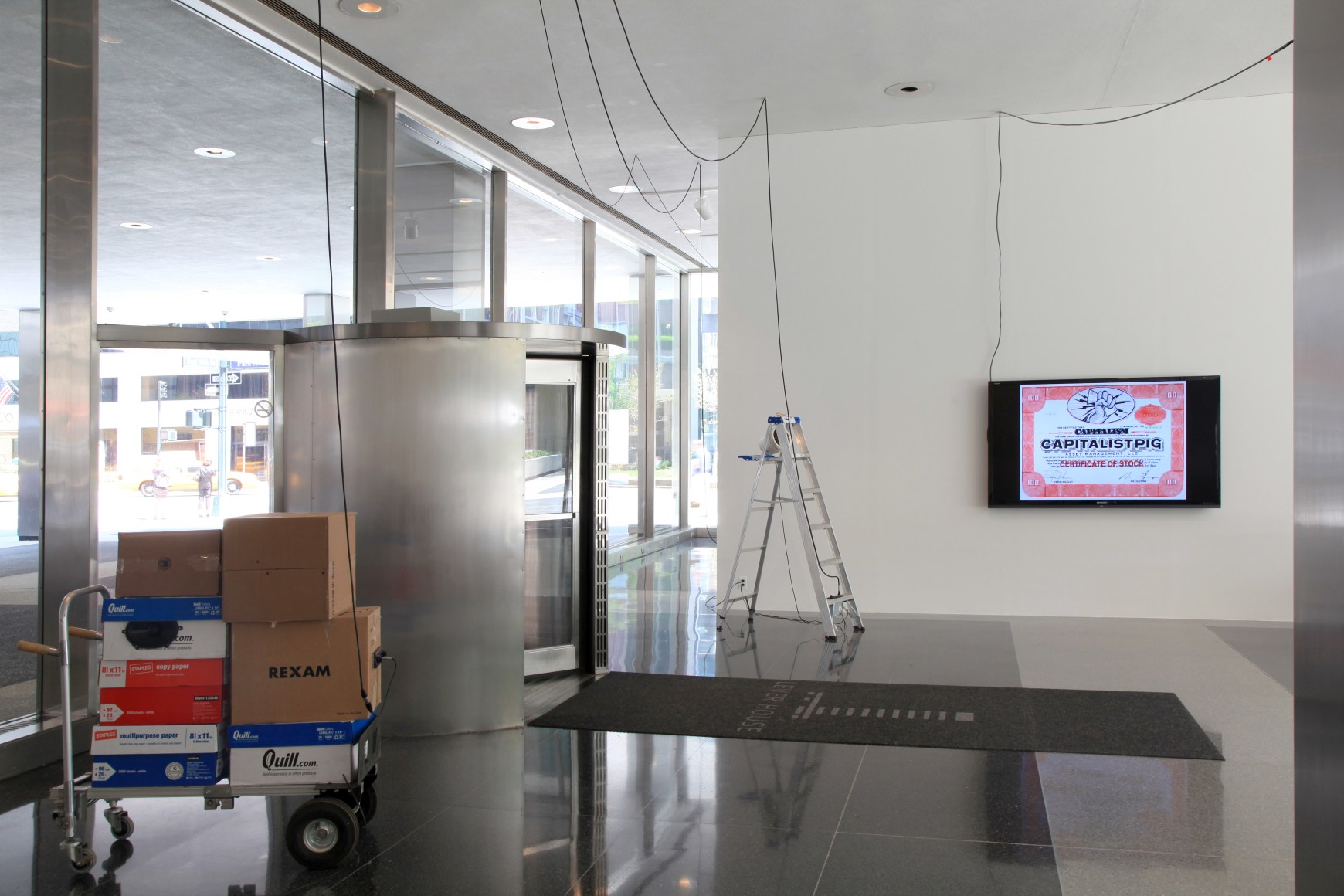 Installation view, The Bruce High Quality Foundation, Art History with Labor, The Lever House Art Collection, New York, 2012