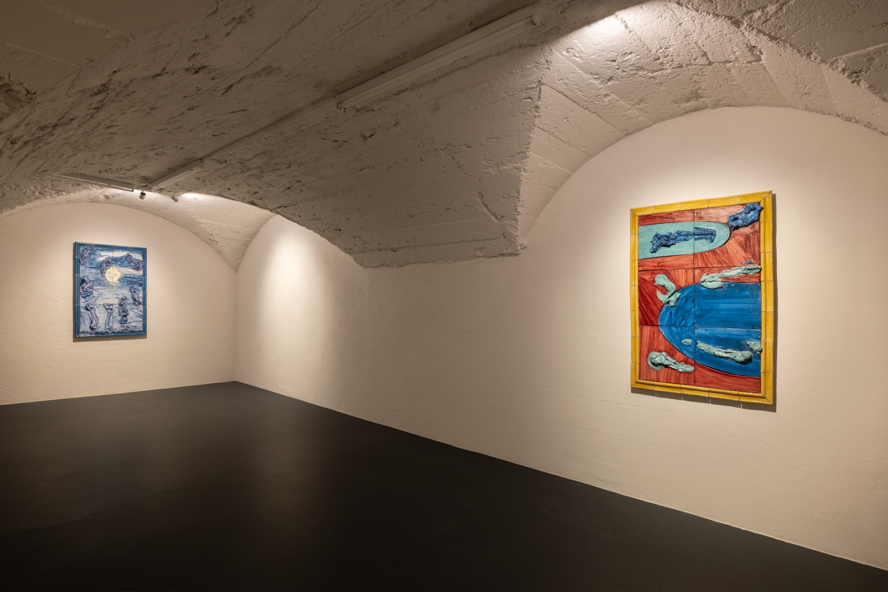 Installation view of Lola Montes and David McDermott: The Great Mountain Paintings 1988 & Landscapes from the Underworld, Vito Schnabel Gallery, St. Moritz, July 27, 2024 – September 15, 2024; Artworks © The artists; Photo by Andrea Rossetti; Courtesy the artists and Vito Schnabel Gallery