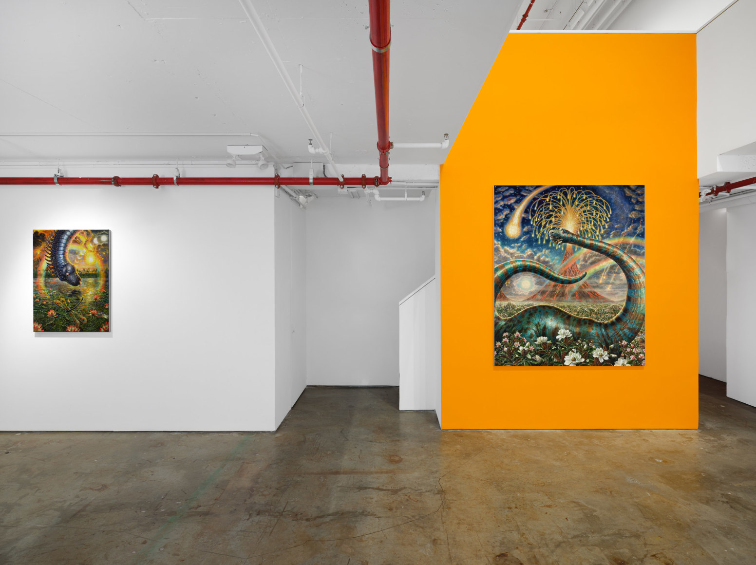 Installation view, Thomas Woodruff: The Dinosaur Variations , Vito Schnabel Gallery, New York, NY, 2024; Artworks &copy; Thomas Woodruff; Photo by Argenis Apolinario; Courtesy the artist and Vito Schnabel Gallery