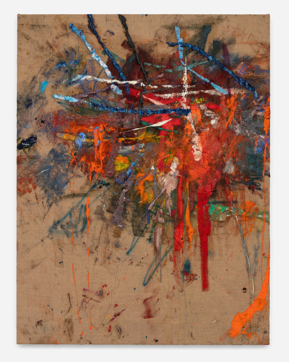 An abstract painting on jute by Spencer Lewis