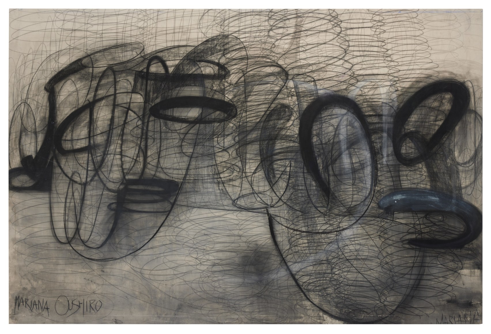 Mariana Oushiro, Scrabbling until becomes a drawing, 2019