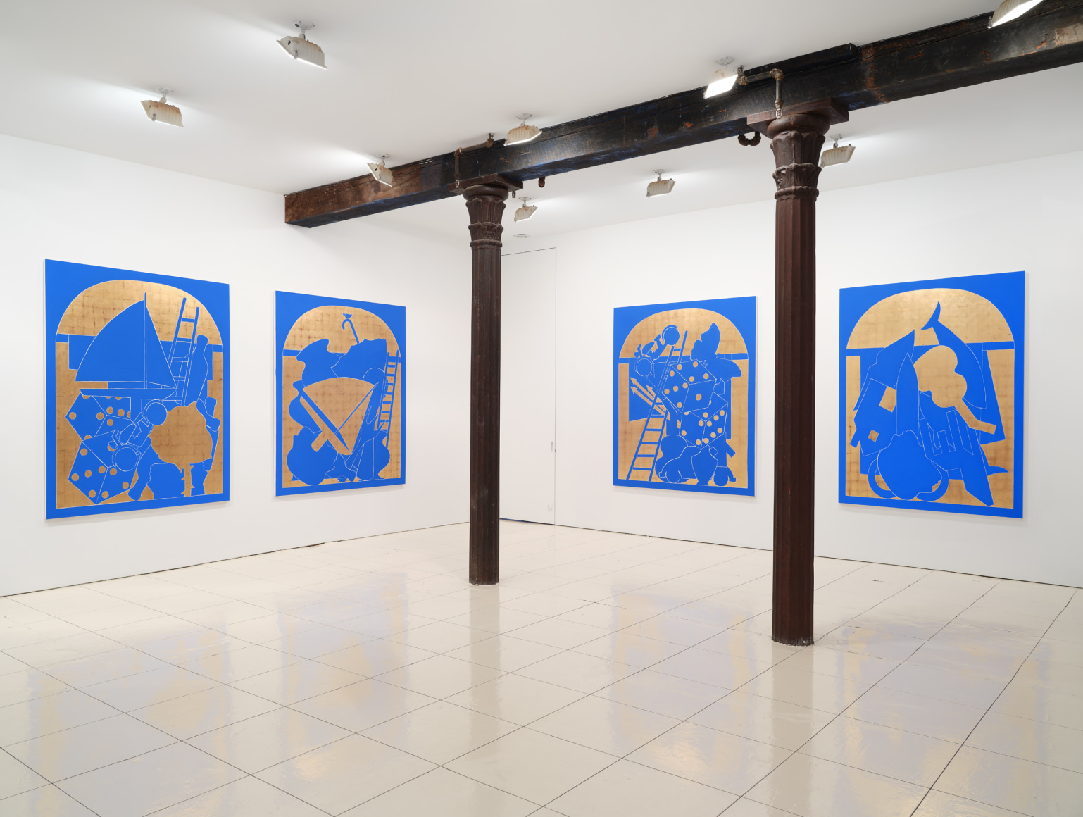 blue and gold paintings