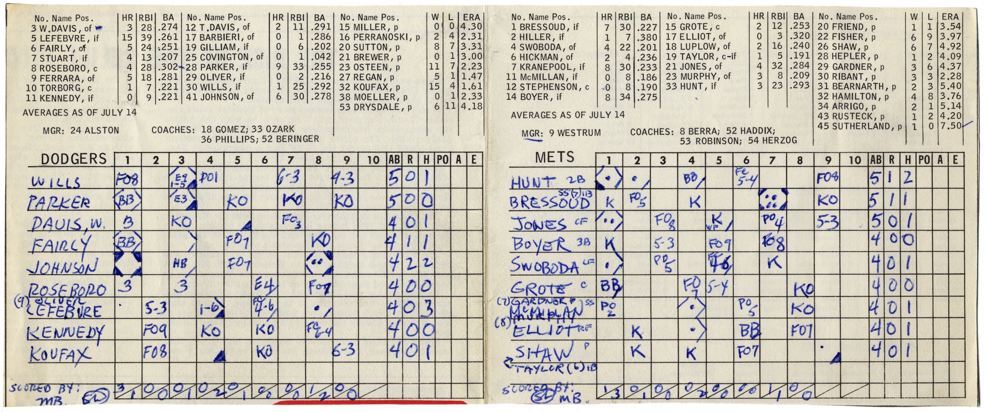Mel Bochner, Scorecard Drawing (Mel Bochner and Sol Lewitt), 1966.