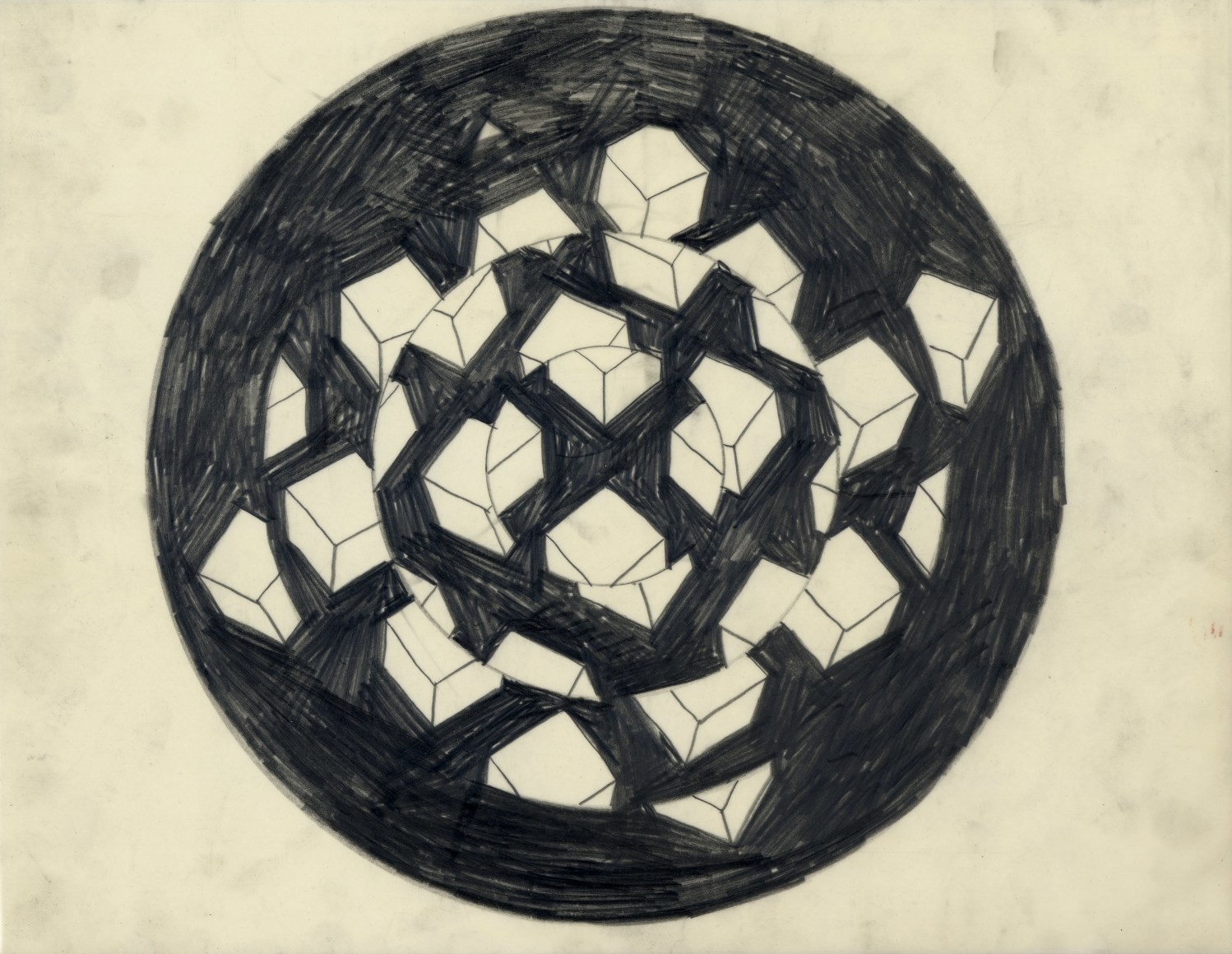 Mel Bochner, Untitled (Study for Isomorphic Circles), 1967. Pencil on mylar, 8 1/2 x 11 inches.