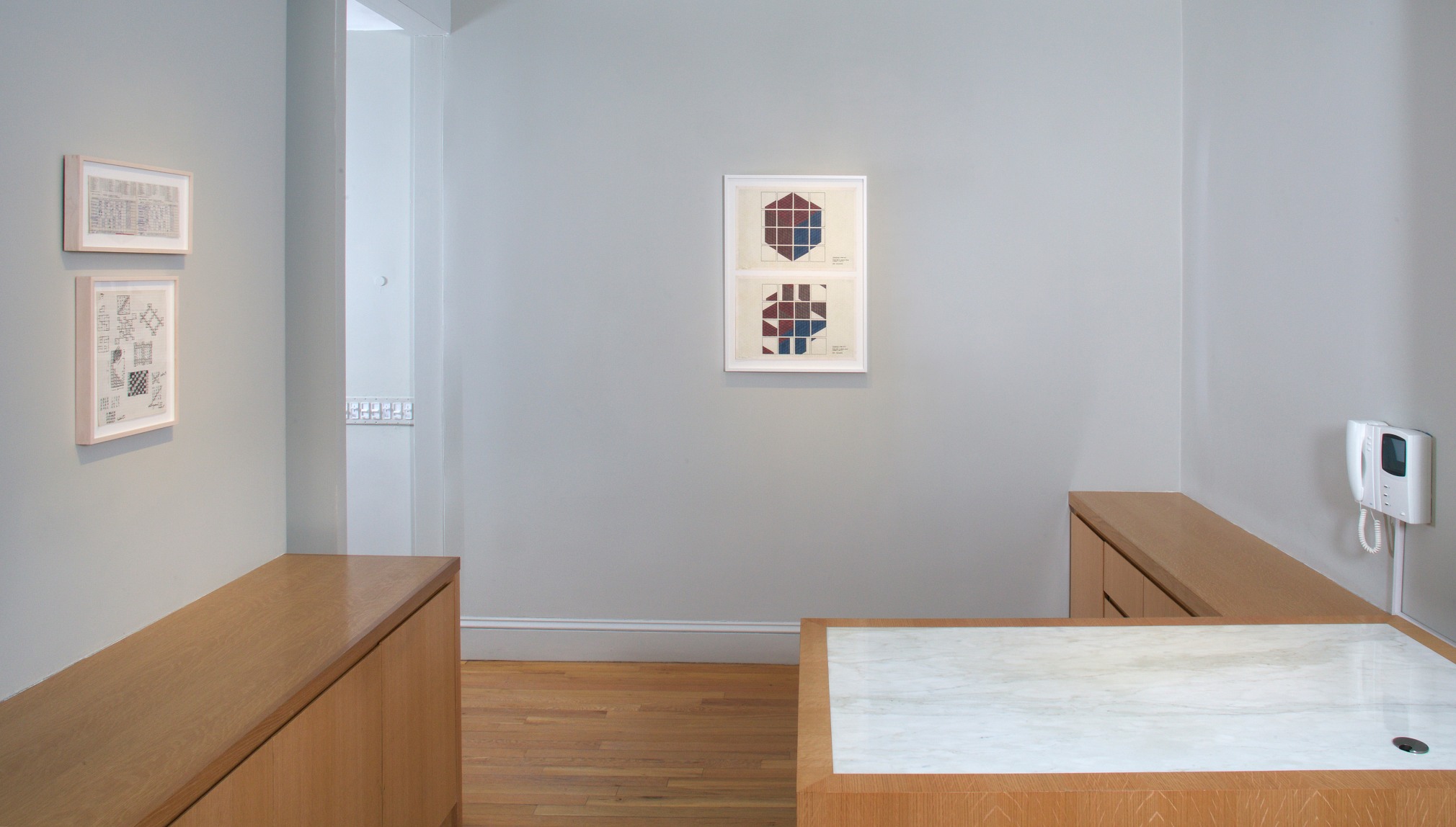 Installation view of Mel Bochner: Drawings 1966-1968 at Craig F. Starr Gallery