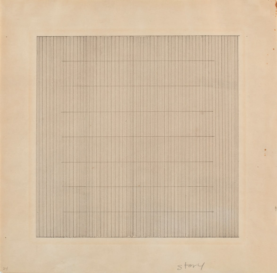 Agnes Martin, Story, 1960. Pen, black ink on paper.
