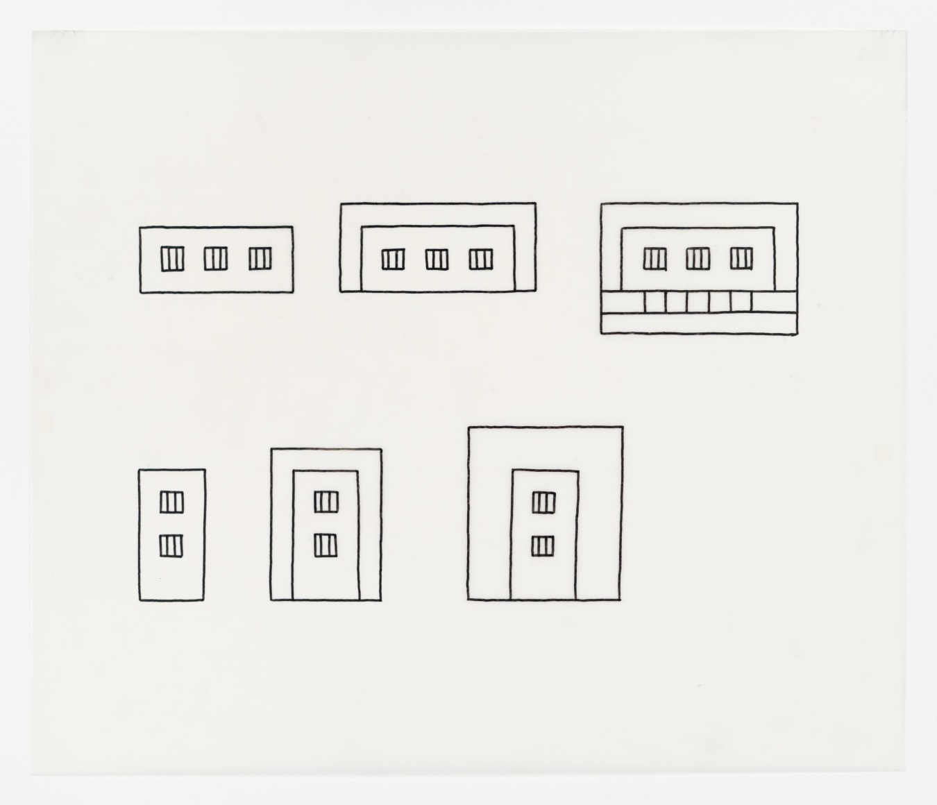Untitled (study for Prisons in Context), 1981. Ink on vellum, 17 x 20 inches. On view at Karma. 