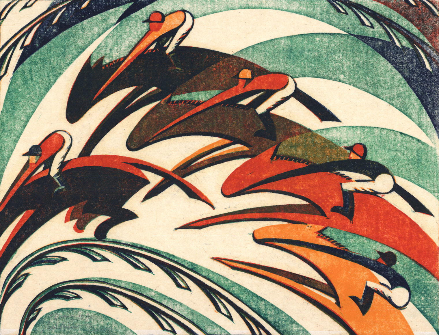 Sybil Andrews, Racing, 1934.