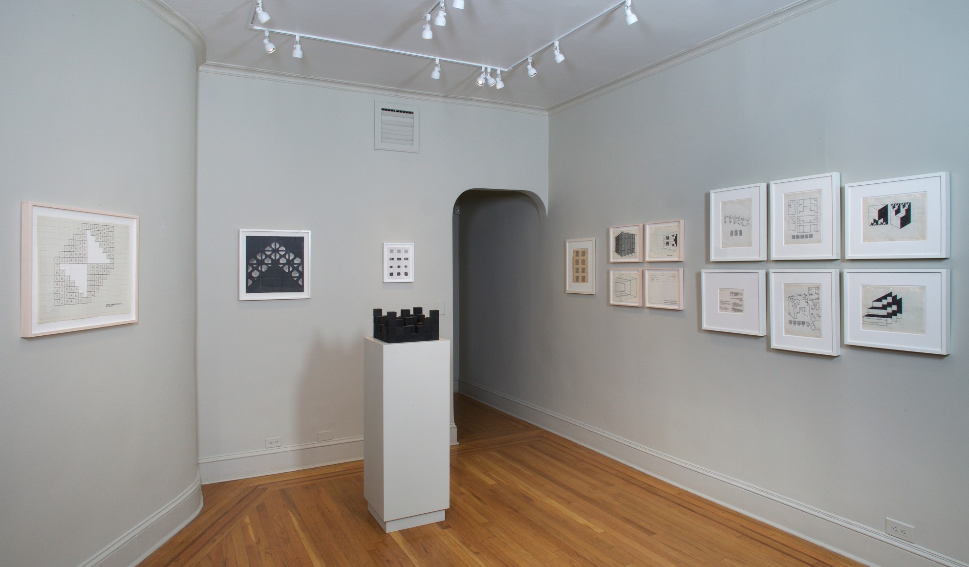 Installation view of Mel Bochner: Drawings 1966-1968 at Craig F. Starr Gallery