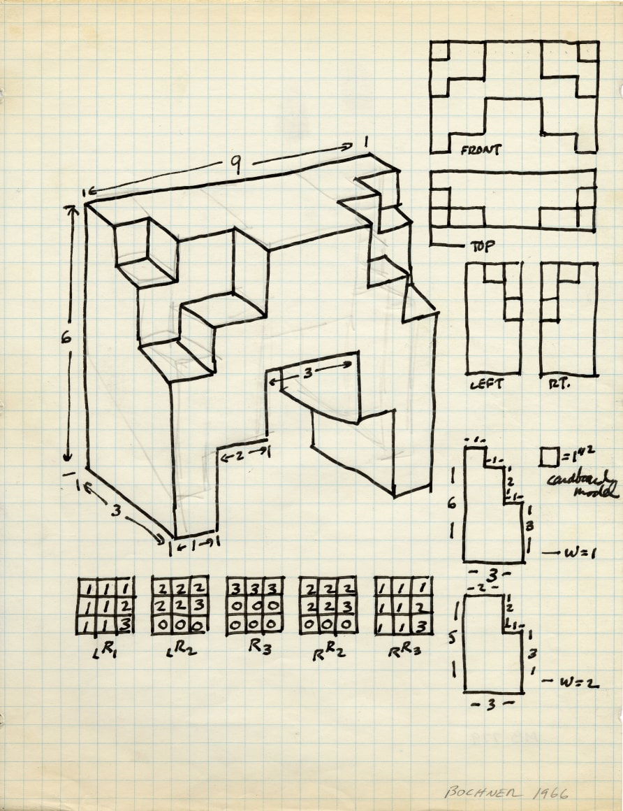 Mel Bochner, Study for Sculpture (5-Part Progression), 1966.