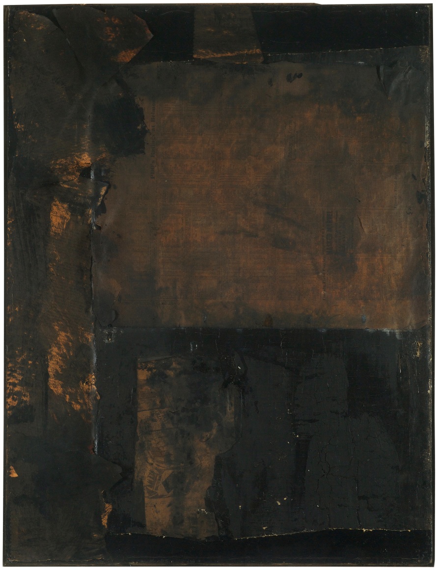 Robert Rauschenberg,&nbsp;Untitled [small vertical black painting], c. 1951.