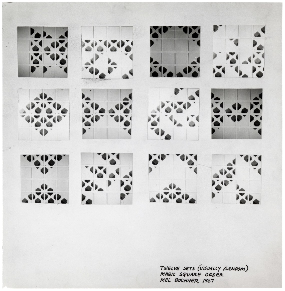 Mel Bochner, Twelve Sets (Visually Random) Magic Square Order, 1967.