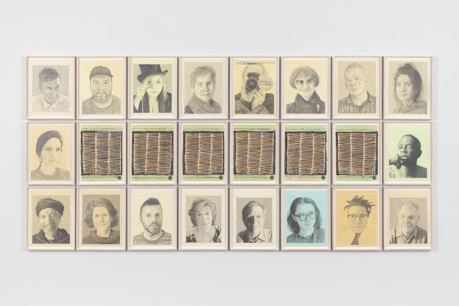 Symphony #2&nbsp;(for Agnes Gund), 2022, Portraits: Pencil on paper, 16 1&frasl;2 x 12 3&frasl;4 inches, framed