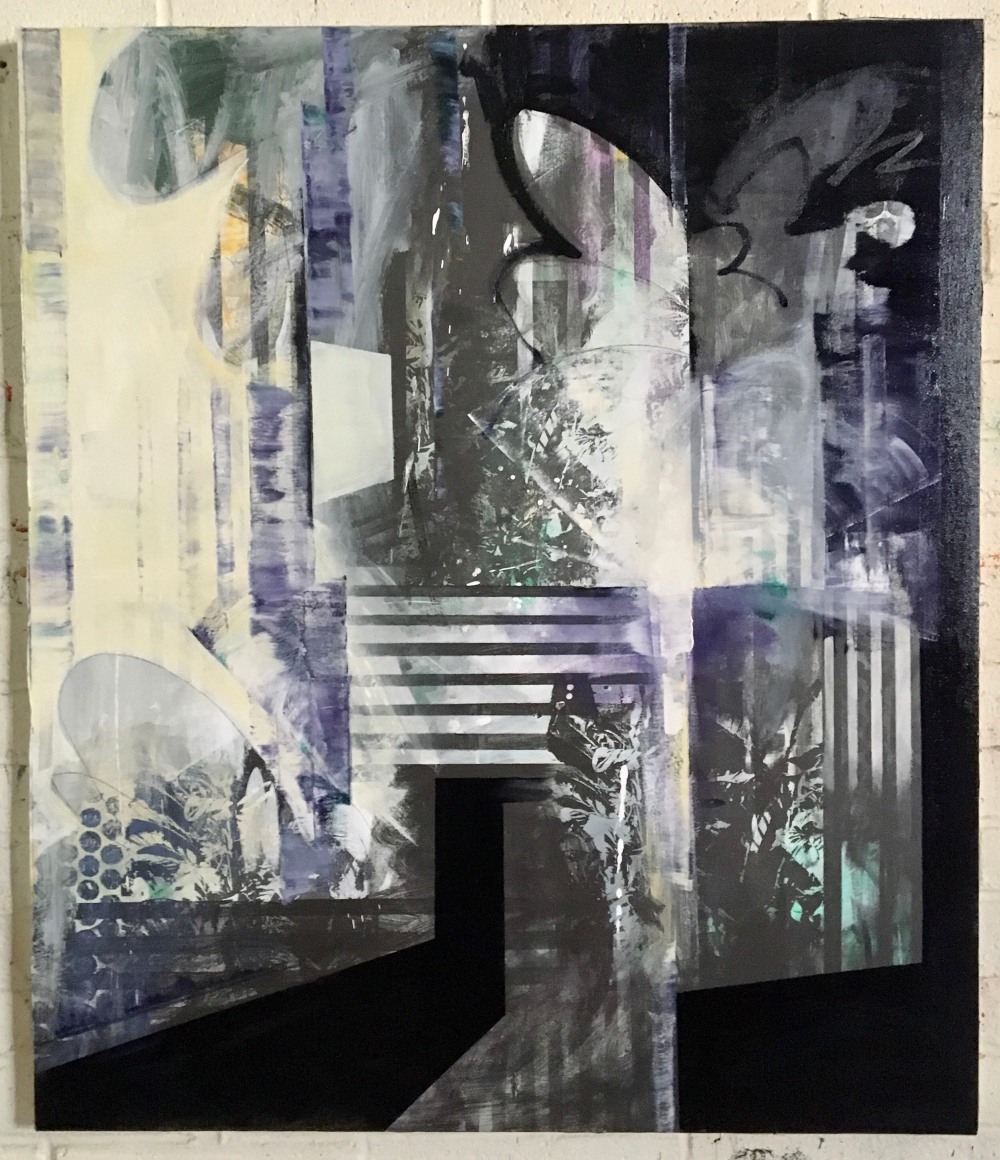 GREENBERG-Sheldon_Palm Paradise_60x48_oil and screen print on canvas