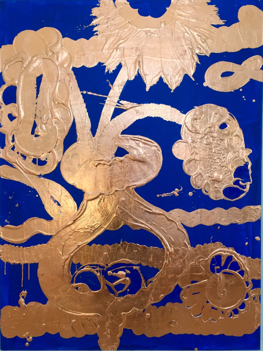 HOWE-Catherine_Copper Painting (Luminous Cobalt no.1)_acrylic, copper leaf, pigments on canvas, 48x36 inches