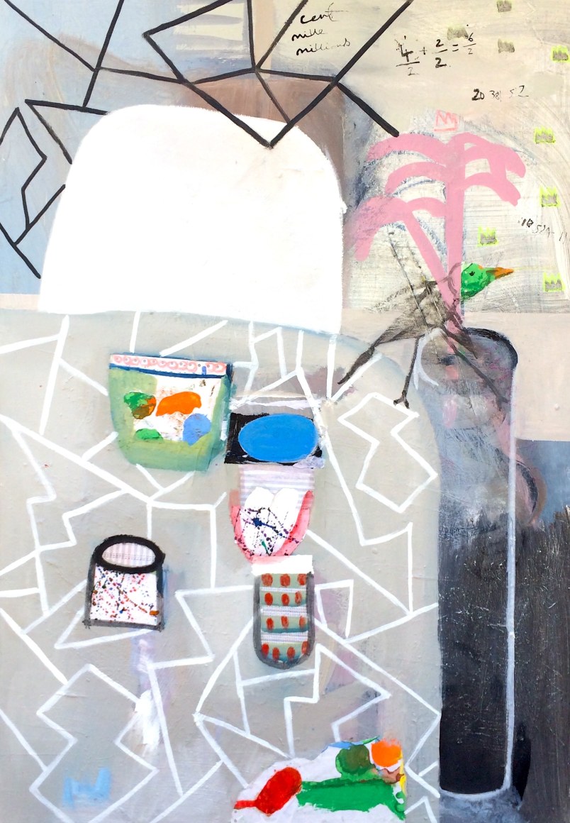 HOGARTH LAFAYE-Delphine_meli melo_130X93_Oil on canvas, ink collage