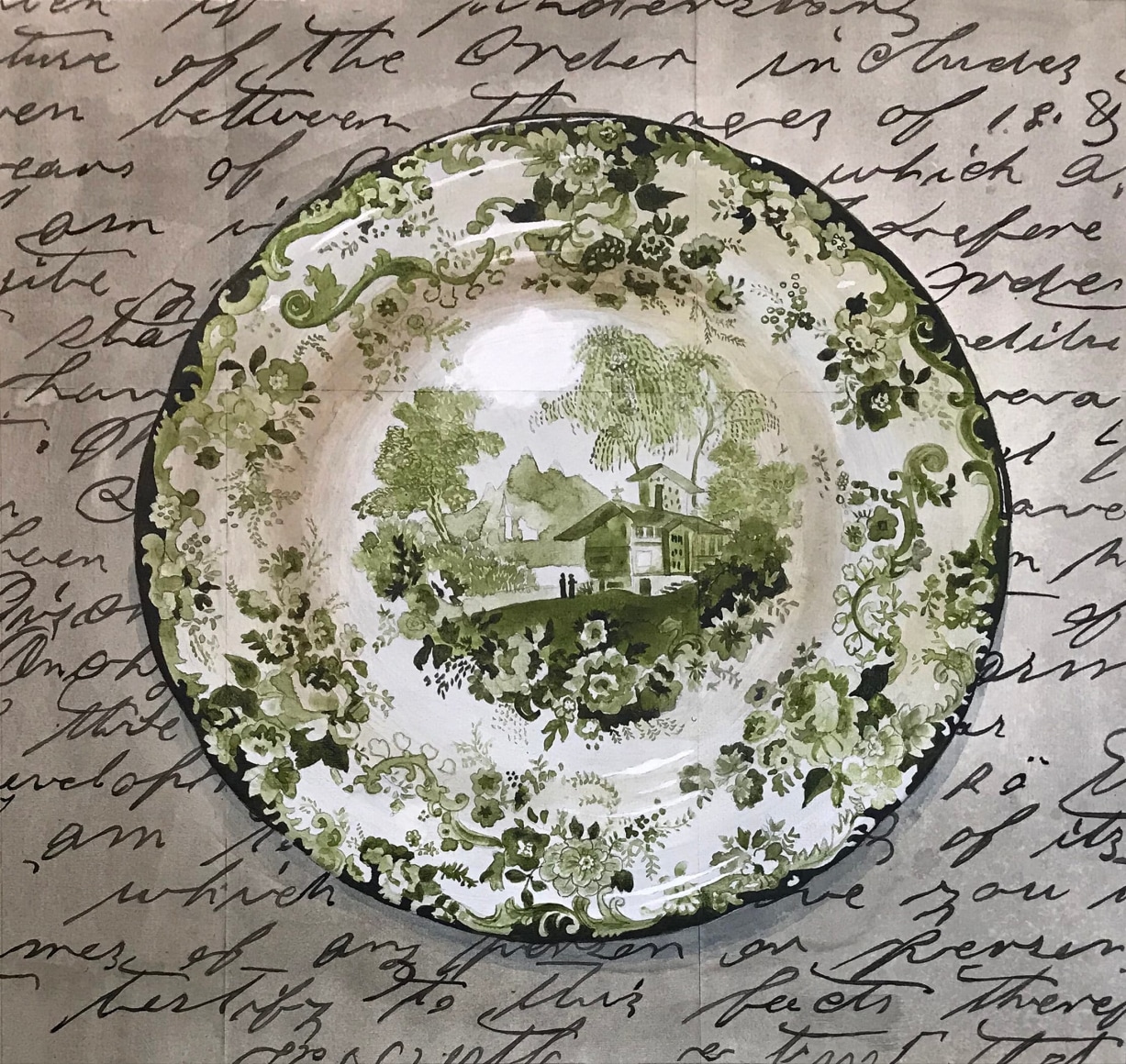 Renee_Bott_Dark+Green+Plate_17x17_2021