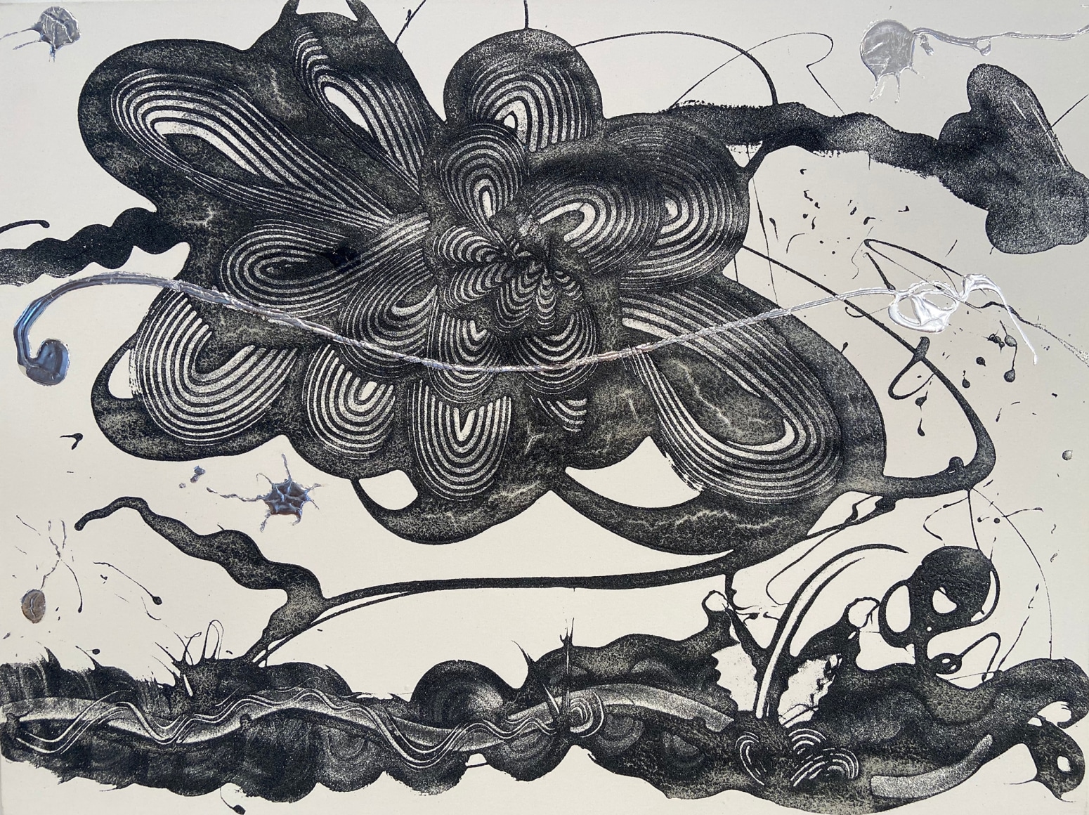 HOWE-Catherine_carborundum and Silver Painting (the garden)_36x48_sW