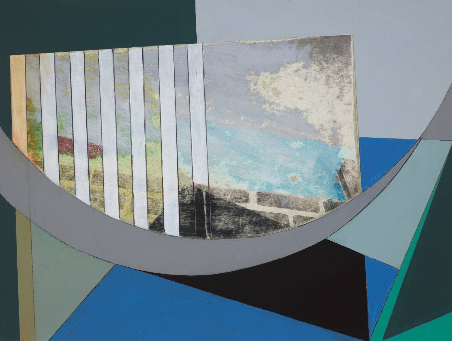 Voyage,&nbsp;2021. Acrylic and photo collage on paper. 12 x 16 inches.&nbsp;