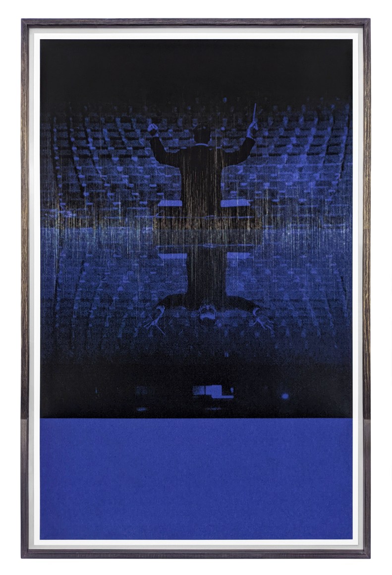 Omar Barquet, Monotone (After Y. Klein), 2014. Digital print on Hahnemüle paper manually altered and mounted on sintra with enameled artist&rsquo;s frame, 71 x 43 inches.
