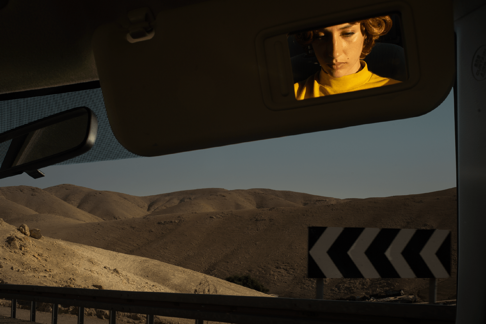 Tania Franco Klein, Rear-window, Mirror (Self-portrait), 2019, from the series Proceed To The Route. Archival pigment print.