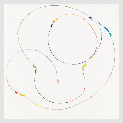 Green Grannies, 2012. Fruit Stickers and Archival Adhesive on Paper, 11 x 11 inches