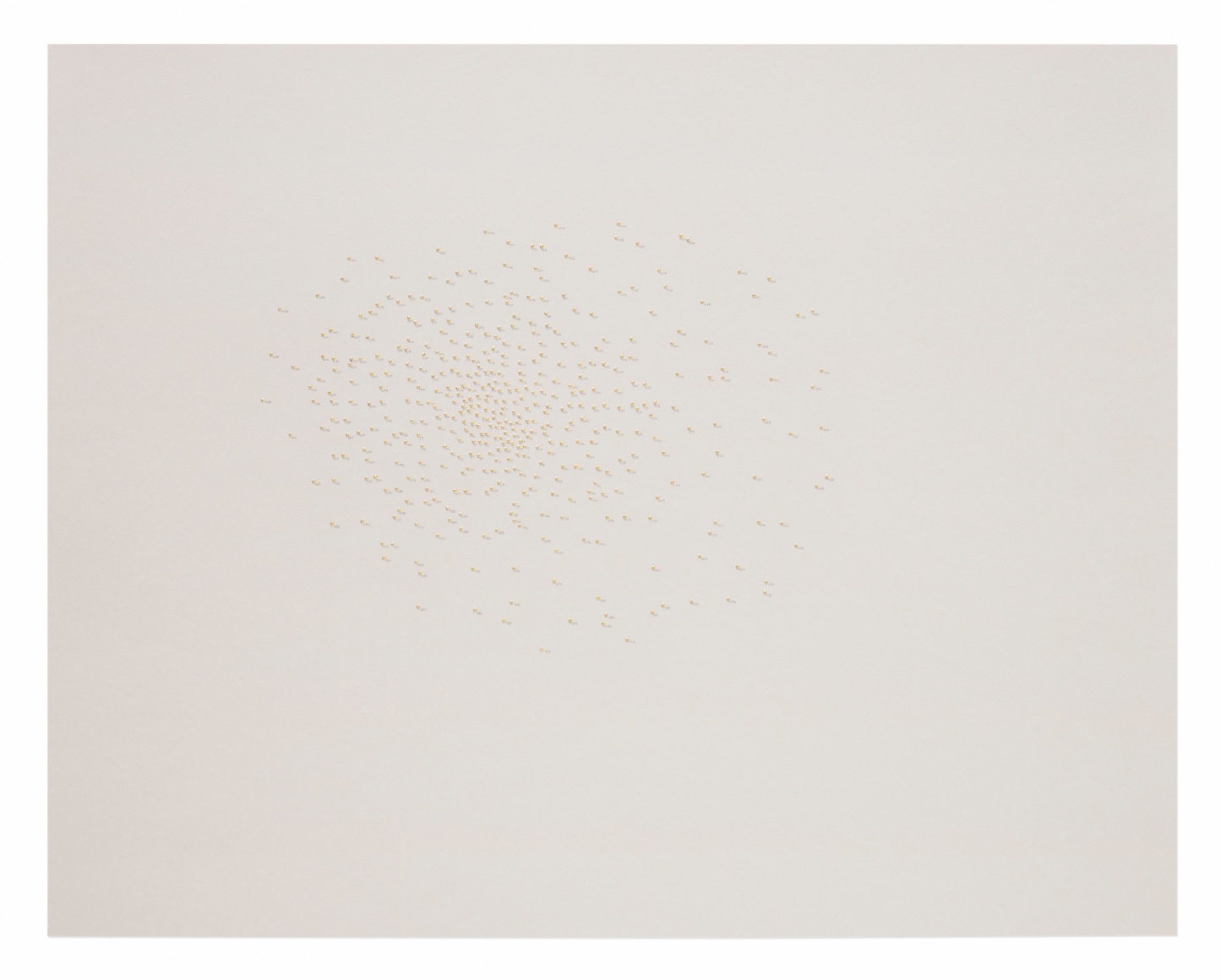 Halos, Gardner Museum&nbsp;445-016, 2018. Braille punch, gold leaf, and graphite on paper., &nbsp;