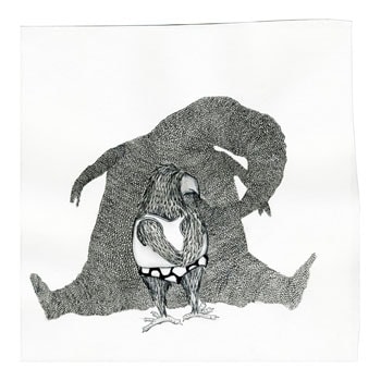 Untitled, 2010, 8.5 x 8.5 inches, Ink and pencil on paper