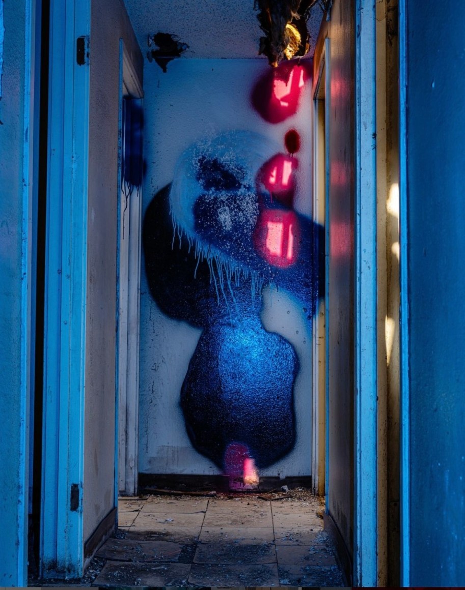 John Divola, GAFB F0066 (3_6_2023),&nbsp;2019&ndash;2024, from the series Blue with Exceptions. Archival pigment print, 48 3/4 x 36 1/2 inches.