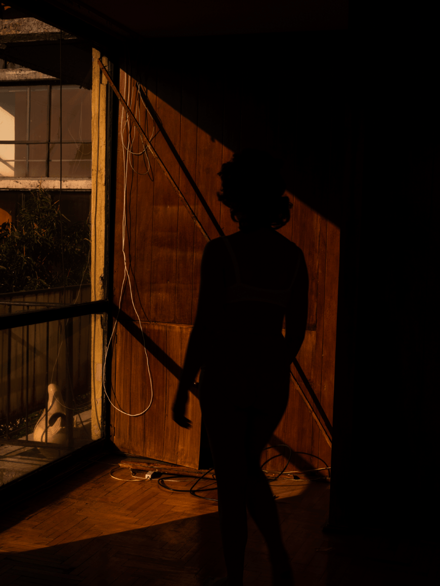 Tania Franco Klein, String, Window (Self-portrait), 2020, from the series Break in Case of Emergency. Archival pigment print.