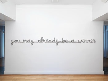 You May Already Be A Winner, 2009 (Henrietta, June 11, 2007 9:24:24), one single sheet of aluminum foil, 8.5 x 122 x 2 inches