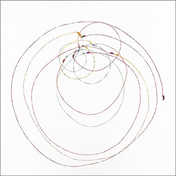Sin and Paradise, 2009, Produce Stickers and archival tape on paper, 21.5 x 21.5 inches, Signed, titled and dated on verso