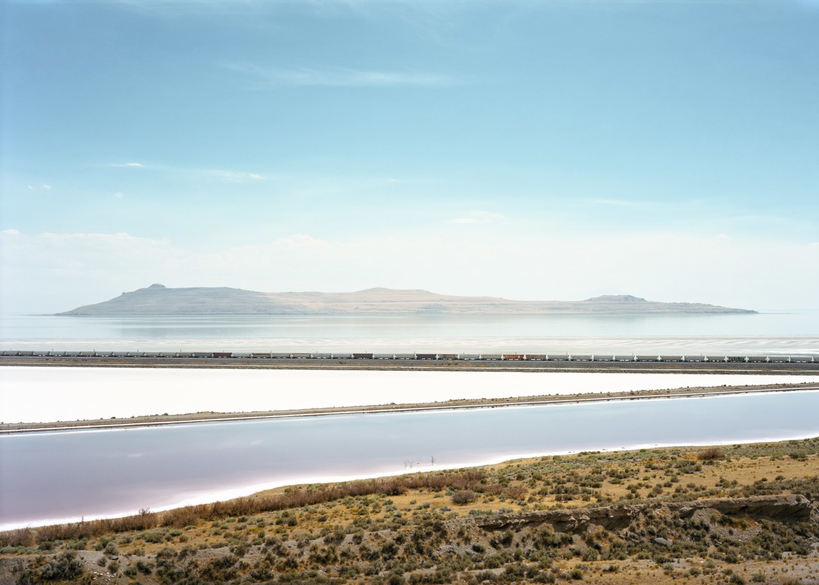 Untitled (train crossing Great Salt Lake), Utah, 2016, 39 x 55 or 55 x 75 inch chromogenic print