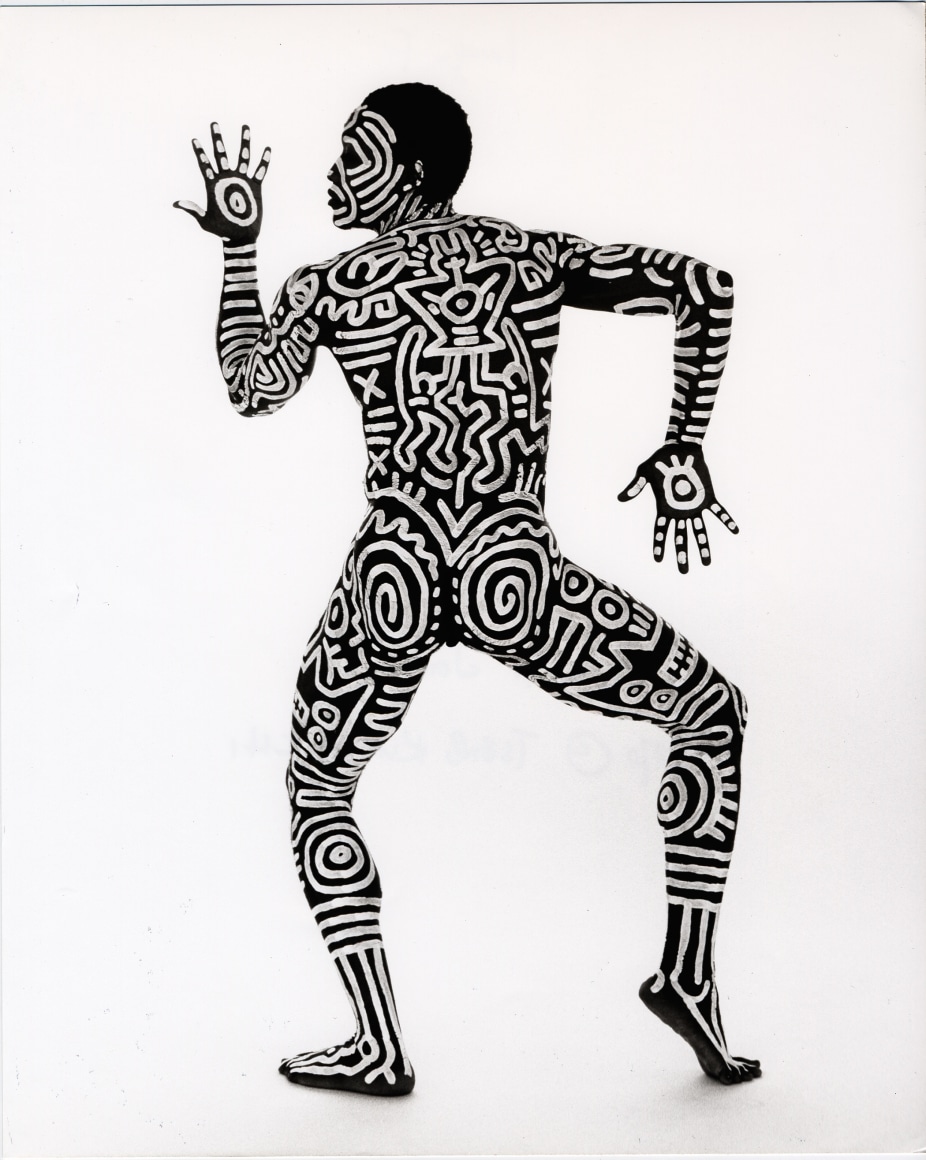 Tseng Kwong Chi, Bill T. Jones Body Painting with Keith Haring,&nbsp;1983. Gelatin silver print,&nbsp;image: 18 7/8 x 15 3/8 inches, frame: 27 7/8 x 24 3/8 inches.
